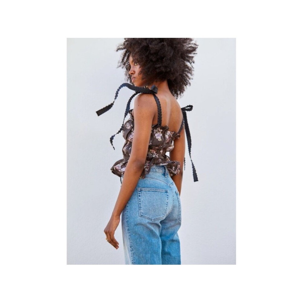 Brock Collection X H&M L Brown Floral Ruffle Cami Top